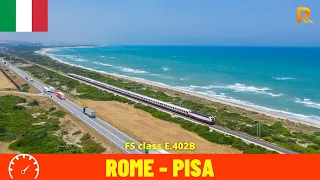 Cab ride Roma - Pisa (Ferrovia Tirrenica—"Tyrrhenian Railway" Italy)  train driver's view in 4K