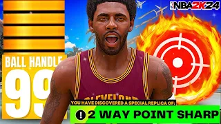 99 3PT + 99 BALL HANDLE KYRIE IRVING BUILD BROKE NBA 2K24!! BEST POINT GUARD BUILD IN NBA2K24