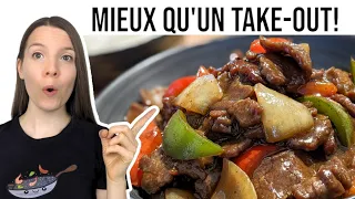 BOEUF AU POIVRE CHINOIS (MEILLEUR QU'AU RESTO!) - BLACK PEPPER BEEF STIR-FRY - HOP DANS LE WOK!