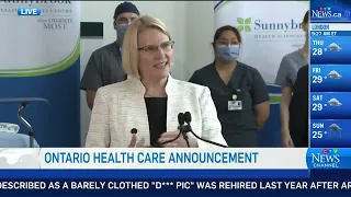 Reporters question Ontario Health Minister Sylvia Jones following announcement on health care crisis