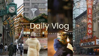 (Christmas Vlog)｜a day in my life in chicago winter 🧦🤍｜walk around the snowy city ☃️🧣