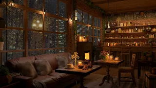 Relaxing Jazz Music to Work, Study ☕ Soft Jazz Music at Cozy Coffee Shop Ambience & Rain Sounds 🌧