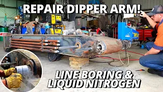 Repair a Feller Buncher Dipper Arm | Line boring & Liquid Nitrogen