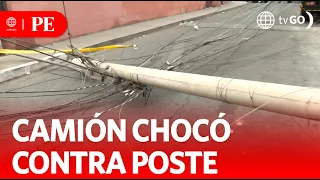 Truck crashes, knocks down pole and brings down cables | Primera Edición | News Peru