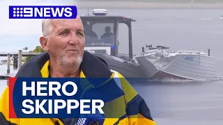 Hero skipper saves boatie's life during crash on the Gold Coast Broadwater | 9 News Australia