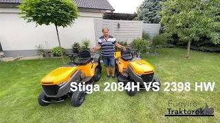 Stiga Estate 2084 H VS. 2398 HW. A két fűgyűjtős fűnyíró traktor összehasonlítása.