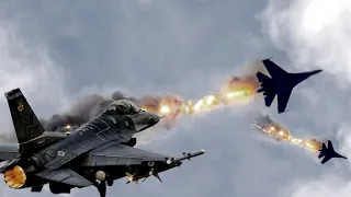 Look what happened! three Russian SU-57 fighter jets are ambushed on the border by American F-16s