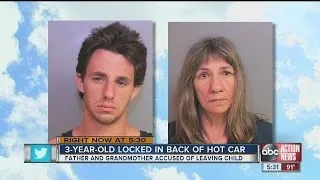 Father and grandmother accused of leaving child in hot car for 20 mintues while shopping at Walmart