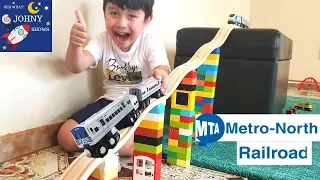 Johny Unboxes MTA Munipals Metro North Railroad With MTA Train Toys On Biggest Wooden Track Layout