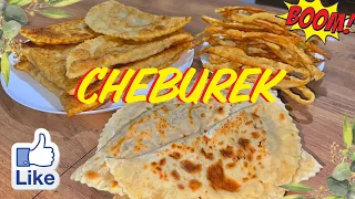 cheburek | Water flour oil | чебуреки с мясом | Вода мука и масло лучшее тесто для чебуреков | 4K