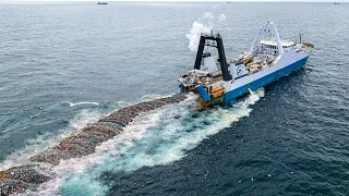 Life On Fishing Vessel Trawler - Midwater Trawl Vessel Catch hundreds of Tons of fish on The Sea