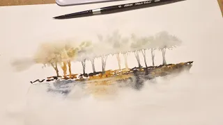 Abstract watercolour trees