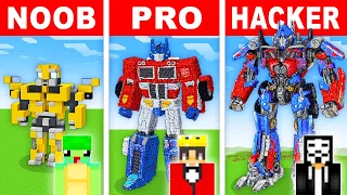 NOOB vs PRO: TRANSFORMER STATUE HOUSE Build Challenge in Minecraft!