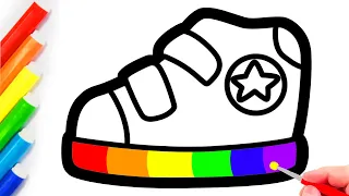 How to draw a Shoes for kids with Corlorful Rainbow - Drawing and Coloring