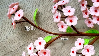 Easy Crochet 5 petal flower for beginners(easy peach blossom)💗 Ep1.flowers #crochetflower #crochet