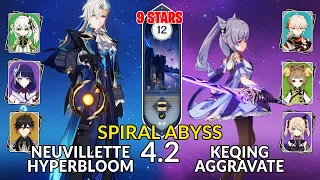 New 4.2 Spiral Abyss│Neuvillette Hyperbloom & Keqing Aggravate | Floor 12 - 9 Stars | Genshin Impact