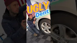 Fender dent repair | Nasty dent 🤮#autobodyrepair #paintlessdentrepair #dentrepair #howto #diy