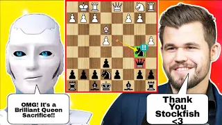 Stockfish Robot Analysing Magnus Carlsen Queen sacrifice against anish giri | Magnus carlsen | chess