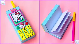 How to make Hello Kitty Cell Phone Notebook / DIY Hello Kitty Phone Notepad /School Supplies