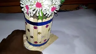 Easy Hand flower vase from ice cream sticks | best cream stick craft idea | room decor idea | 2019