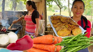 Comida económica/Chiles rellenos de pollo y de res