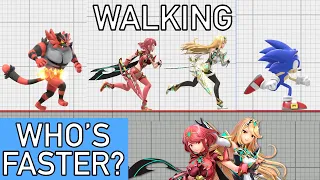 Smash Bros Ultimate - Who can walk faster than Pyra and Mythra?