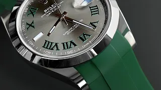 Rolex Datejust Wimbledon Dial with a Green Strap by Rubber B