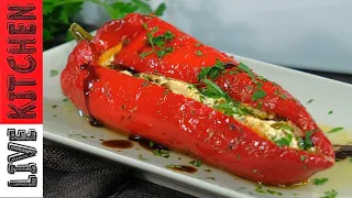 This Greek Recipe has everyone going crazy!! Stuffed red peppers with feta cheese!! Appetizer