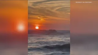 Whale watching boat battles big waves, high surf