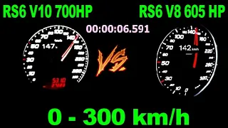 Audi rs6 c6 700 v10 vs Audi  RS6 Performance 605 HP DragRace SOUND 0-300 km/h