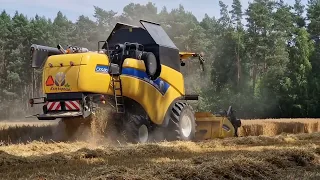 Żniwa jęczmienia 2023📷New Holand CX 5.80🔥8 ton z ha😱Zworzenie bel🥵Pierwsi w okolicy W Gr Świątek🤠