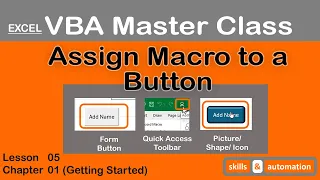 Excel VBA Master Class || Assign Macro to a Button || Lesson 1.5