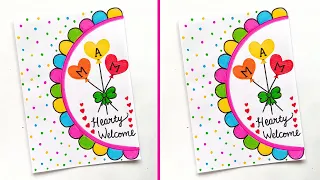 Easy Welcome Card For Teacher | Easy Welcome Greeting Card for Teacher | White Paper Welcome Card