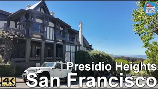 🇺🇸 SAN FRANCISCO 4k Walking Tour | Wealthy, exclusive streets of Presidio Heights - Jackson to Polk