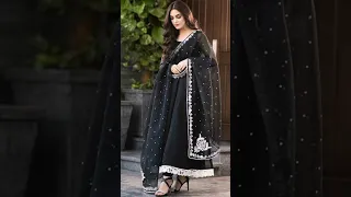 Pakistani actress in black dress |black dress design |party wear dress