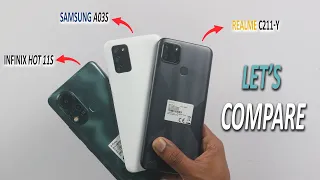 Let's Compare Realme C21Y VS Samsung A03s VS Infinix HOT 11s | Performance, SpeedTest, Gaming