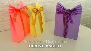 A4 KAĞIDINDAN ÇOK KOLAY HEDİYE PAKETİ 🎁❤️ MAKAS YOK❗ DOĞUM GÜNÜ - ANNELER GÜNÜ HEDİYE PAKETİ YAPIMI