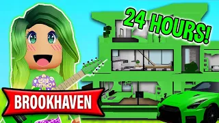 LIVING IN A *GREEN* WORLD FOR *24 HOURS* in BROOKHAVEN RP! (ONE COLOR CHALLENGE BROOKHAVEN ROBLOX)