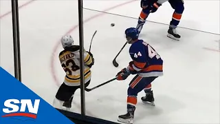 Brad Marchand Fires From Corner To Score On Bad-Angle Shot Against Semyon Varlamov In OT