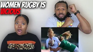 AMERICANS First Time Reaction To VICIOUS SIDE Of Women's Rugby *BIG HITS & MONSTER TACKLES*