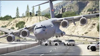 US C17 Globemaster Aircraft Emergency Landing On Highway | GTA5