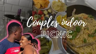 Couples indoor picnic date .Namibian couple . Date night inspo