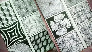 12 Zentangle patterns || part2|| mandala art, doodle art , Zentangle art || draw with vishakha