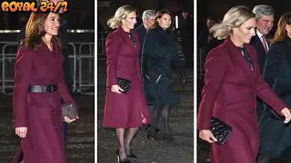 Zara Tindall and Pippa Middleton channel Kate in burgundy coats for carol service