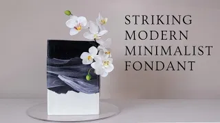 Striking Modern Minimalist Fondant Cake | Modern Cake Design Made EASY | Marbled Fondant Cake