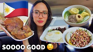 MY FIRST TIME EATING AUTHENTIC FILIPINO FOOD MUKBANG | PATA, SISIG, BULALO, TAPSILOG, LUMPIA *messy*