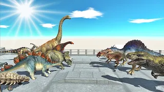 Carnivore Dinosaur Vs Herbivore Dinosaur on Tower Survival | Animal Revolt Battle Simulator ARBS