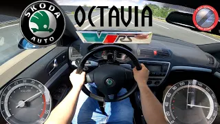 Skoda Octavia II RS 2.0 TDI 170 HP DSG POV DRIVE TEST ACCELERATION ON GERMAN AUTOBAHN