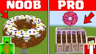 Minecraft NOOB vs PRO: DONUT SHOP HOUSE CHALLENGE by Mikey Maizen and JJ (Maizen Parody)