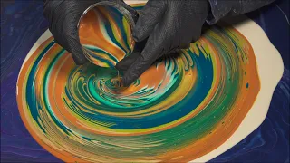 Sagittarius ♐ Massive 36x36 Acrylic Ring Pour Spun Out Tutorial! Amazing Lines and Colors! WOW!